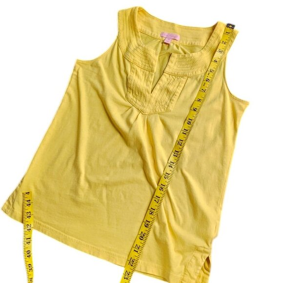 Lilly Pulitzer Womens Slit Front Tank Top Size XS Yellow Stitching Neckline - Picture 9 of 9